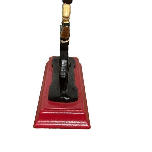 Hand Paint Metal Cast Iron Lever Style Soldier Nutcracker Wood Base 7"L… - Picture 3 of 8